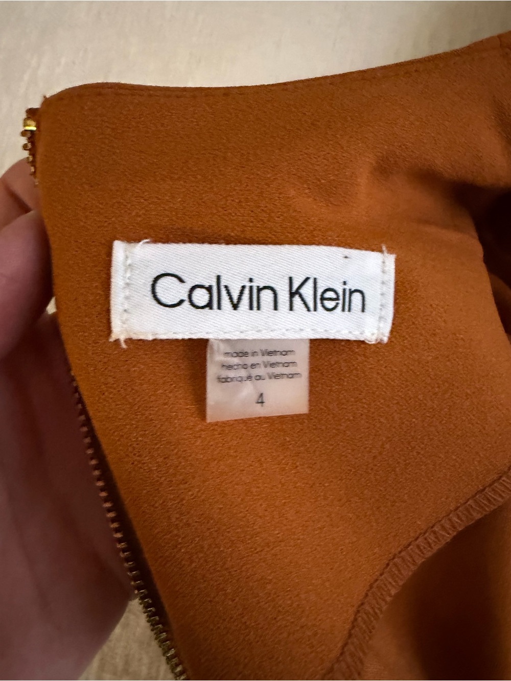 Calvin Klein Puff-Sleeve Sheath Midi Dress in Mustard - Picture 3 of 9